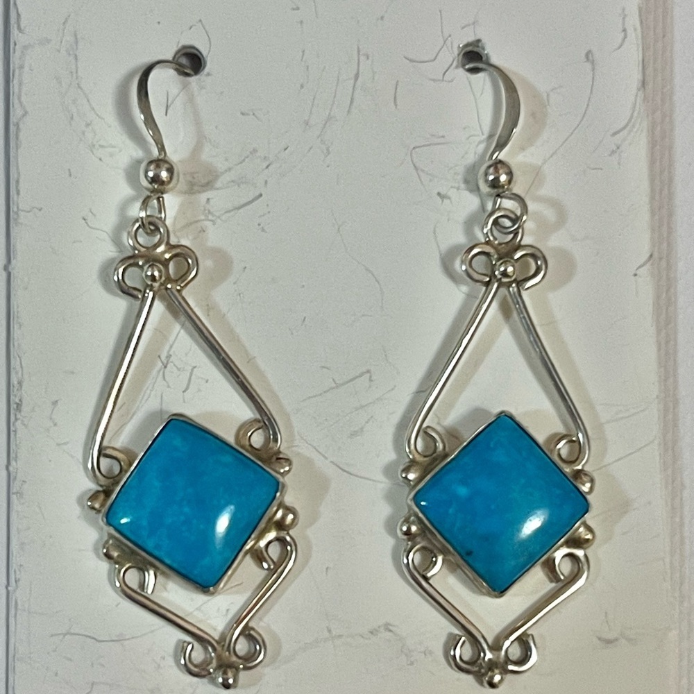 Southwest Sterling Silver Turquoise Dangle Earrings